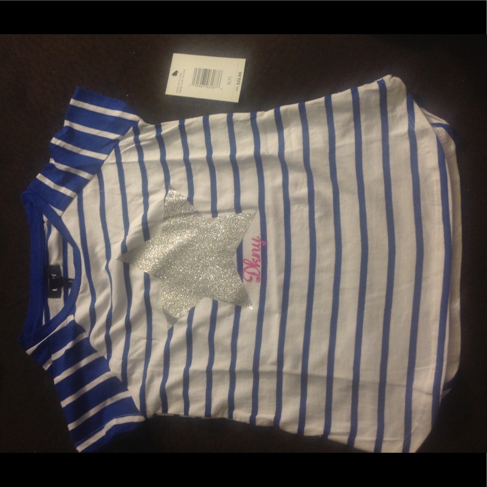 DKNY Girls Stripe Glitter Tee